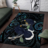 New Zealand Huia Bird Area Rug Paua Shell Maori Pattern