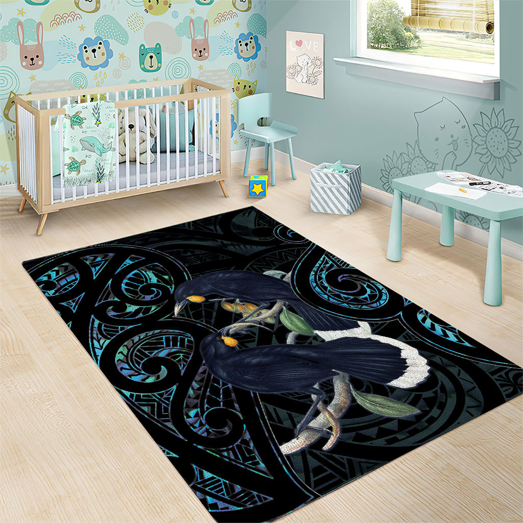 New Zealand Huia Bird Area Rug Paua Shell Maori Pattern