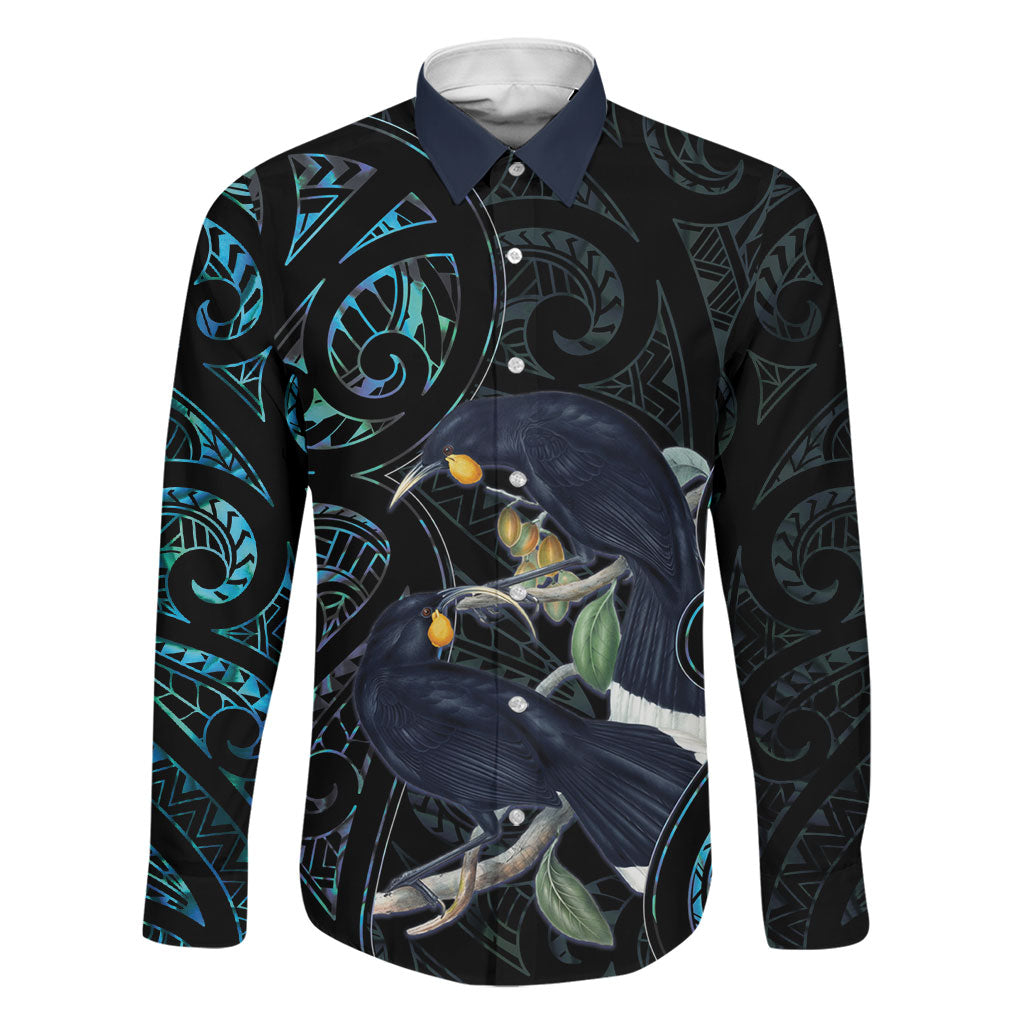 New Zealand Huia Bird Family Matching Puletasi and Hawaiian Shirt Paua Shell Maori Pattern