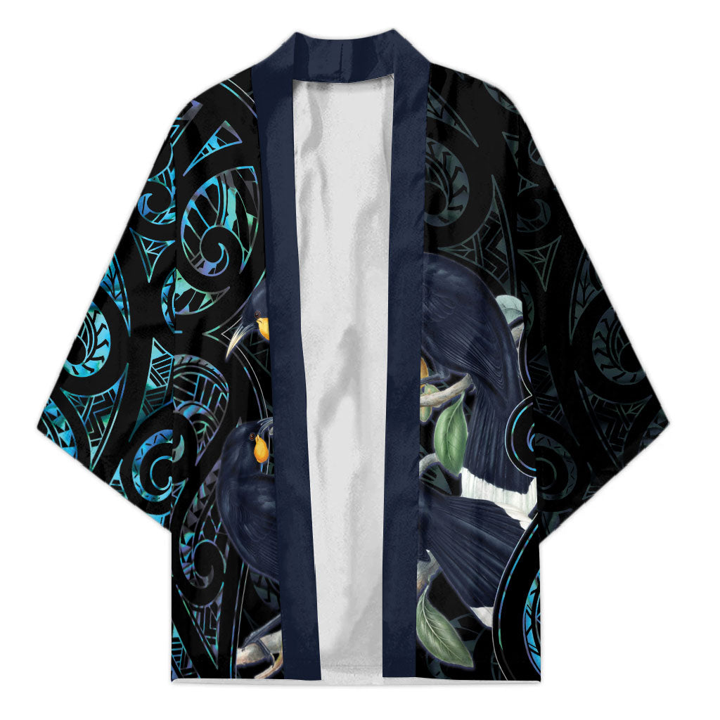 New Zealand Huia Bird Kimono Paua Shell Maori Pattern