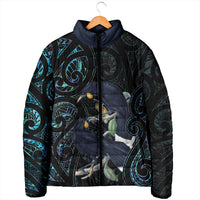 New Zealand Huia Bird Padded Jacket Paua Shell Maori Pattern