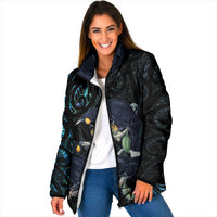 New Zealand Huia Bird Padded Jacket Paua Shell Maori Pattern