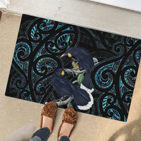 New Zealand Huia Bird Rubber Doormat Paua Shell Maori Pattern
