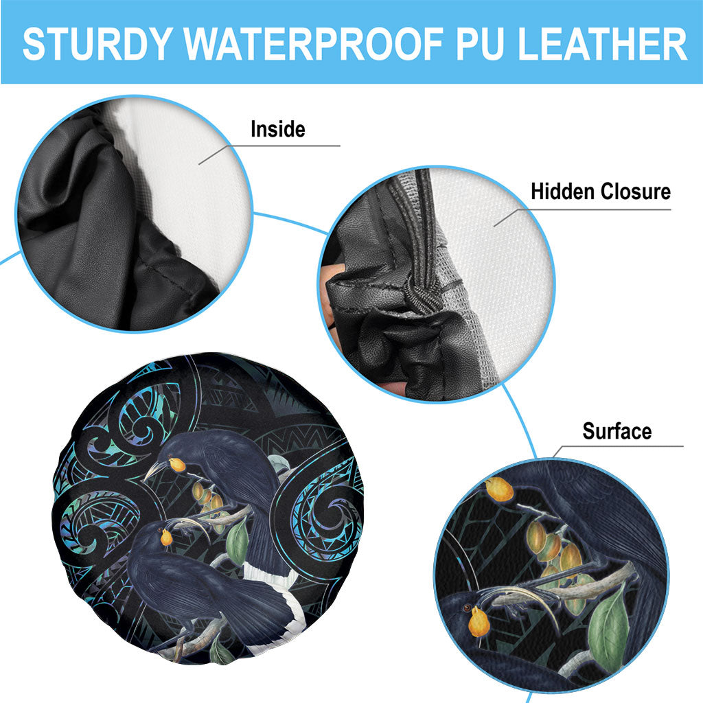New Zealand Huia Bird Spare Tire Cover Paua Shell Maori Pattern