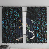 New Zealand Huia Bird Window Curtain Paua Shell Maori Pattern