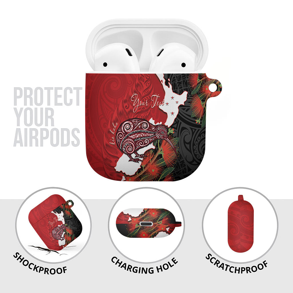 Kiwi New Zealand Personalised AirPods Case NZ Map Pohutukawa Fern Maori Pattern LT22 - Polynesian Pride