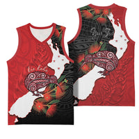 Kiwi New Zealand Personalised Basketball Jersey NZ Map Pohutukawa Fern Maori Pattern