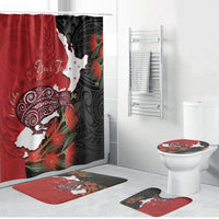 Kiwi New Zealand Personalised Bathroom Set NZ Map Pohutukawa Fern Maori Pattern