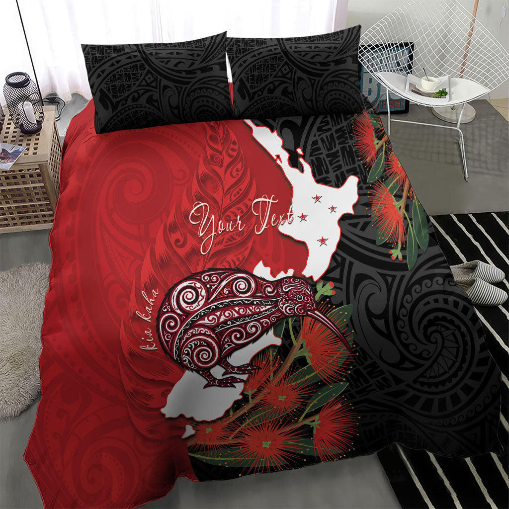 Kiwi New Zealand Personalised Bedding Set NZ Map Pohutukawa Fern Maori Pattern LT22 - Polynesian Pride