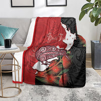 Kiwi New Zealand Personalised Blanket NZ Map Pohutukawa Fern Maori Pattern LT22 - Polynesian Pride