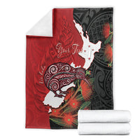 Kiwi New Zealand Personalised Blanket NZ Map Pohutukawa Fern Maori Pattern LT22 - Polynesian Pride