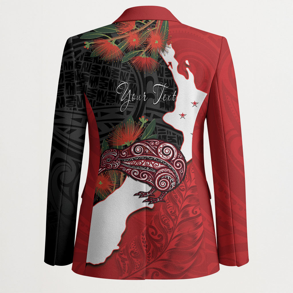 Kiwi New Zealand Personalised Blazer NZ Map Pohutukawa Fern Maori Pattern LT22 - Polynesian Pride