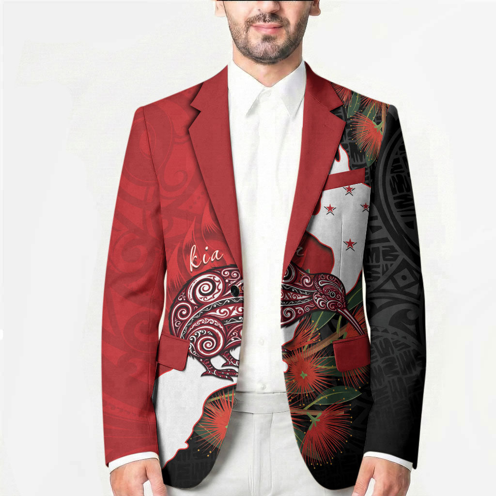 Kiwi New Zealand Personalised Blazer NZ Map Pohutukawa Fern Maori Pattern LT22 - Polynesian Pride