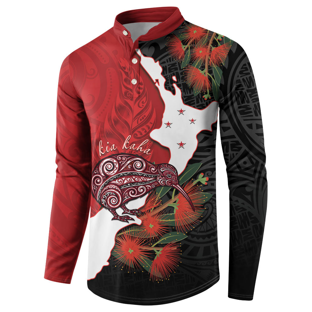 Kiwi New Zealand Personalised Button Sweatshirt NZ Map Pohutukawa Fern Maori Pattern LT22 - Polynesian Pride