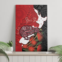 Kiwi New Zealand Personalised Canvas Wall Art NZ Map Pohutukawa Fern Maori Pattern LT22 - Polynesian Pride