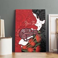 Kiwi New Zealand Personalised Canvas Wall Art NZ Map Pohutukawa Fern Maori Pattern LT22 - Polynesian Pride