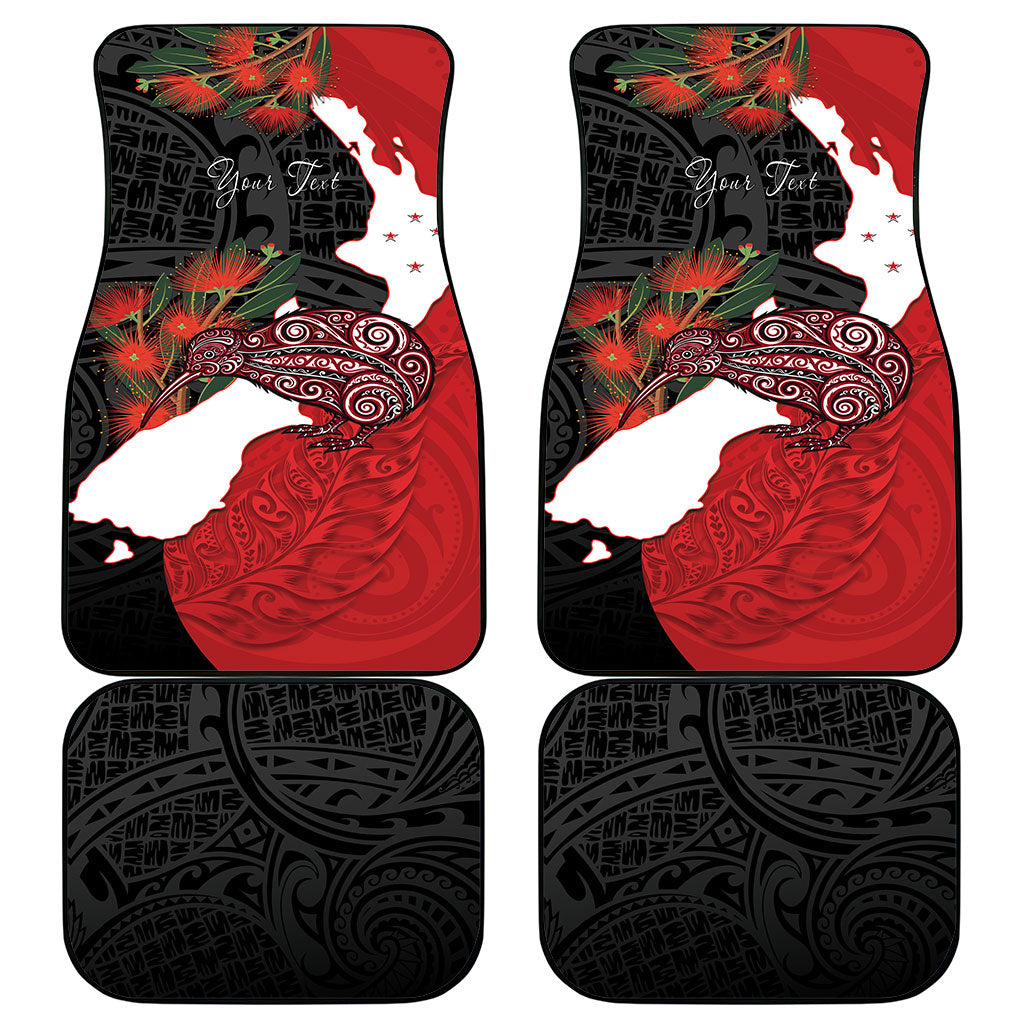 Kiwi New Zealand Personalised Car Mats NZ Map Pohutukawa Fern Maori Pattern LT22 - Polynesian Pride