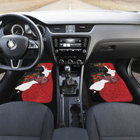 Kiwi New Zealand Personalised Car Mats NZ Map Pohutukawa Fern Maori Pattern LT22 Set 2pcs - Front Red - Polynesian Pride