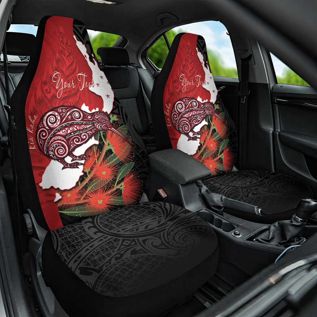 Kiwi New Zealand Personalised Car Seat Cover NZ Map Pohutukawa Fern Maori Pattern LT22 One Size Red - Polynesian Pride