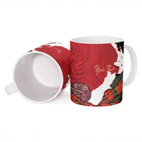 Kiwi New Zealand Personalised Ceramic Mug NZ Map Pohutukawa Fern Maori Pattern LT22 - Polynesian Pride