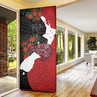 Kiwi New Zealand Personalised Door Cover NZ Map Pohutukawa Fern Maori Pattern LT22 - Polynesian Pride