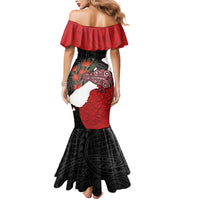 Kiwi New Zealand Personalised Family Matching Mermaid Dress and Hawaiian Shirt NZ Map Pohutukawa Fern Maori Pattern
