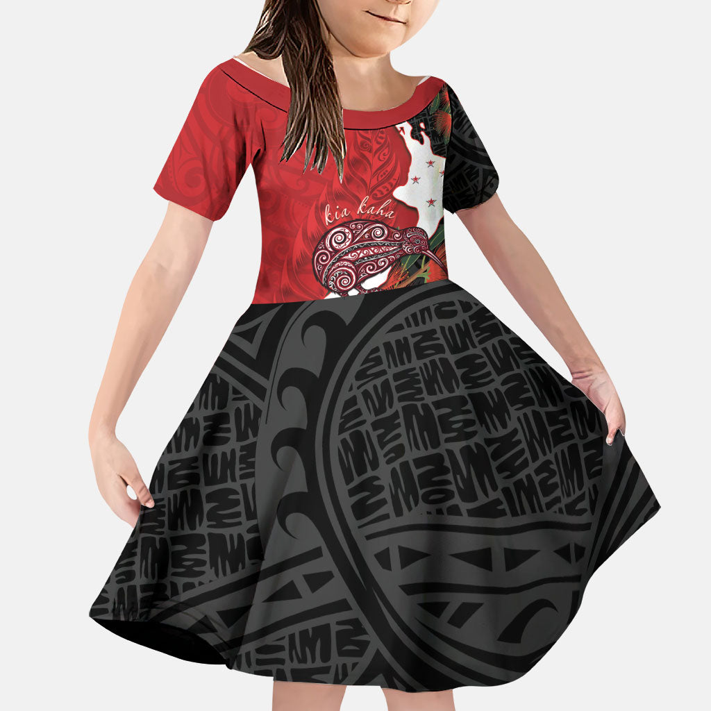 Kiwi New Zealand Personalised Family Matching Tank Maxi Dress and Hawaiian Shirt NZ Map Pohutukawa Fern Maori Pattern