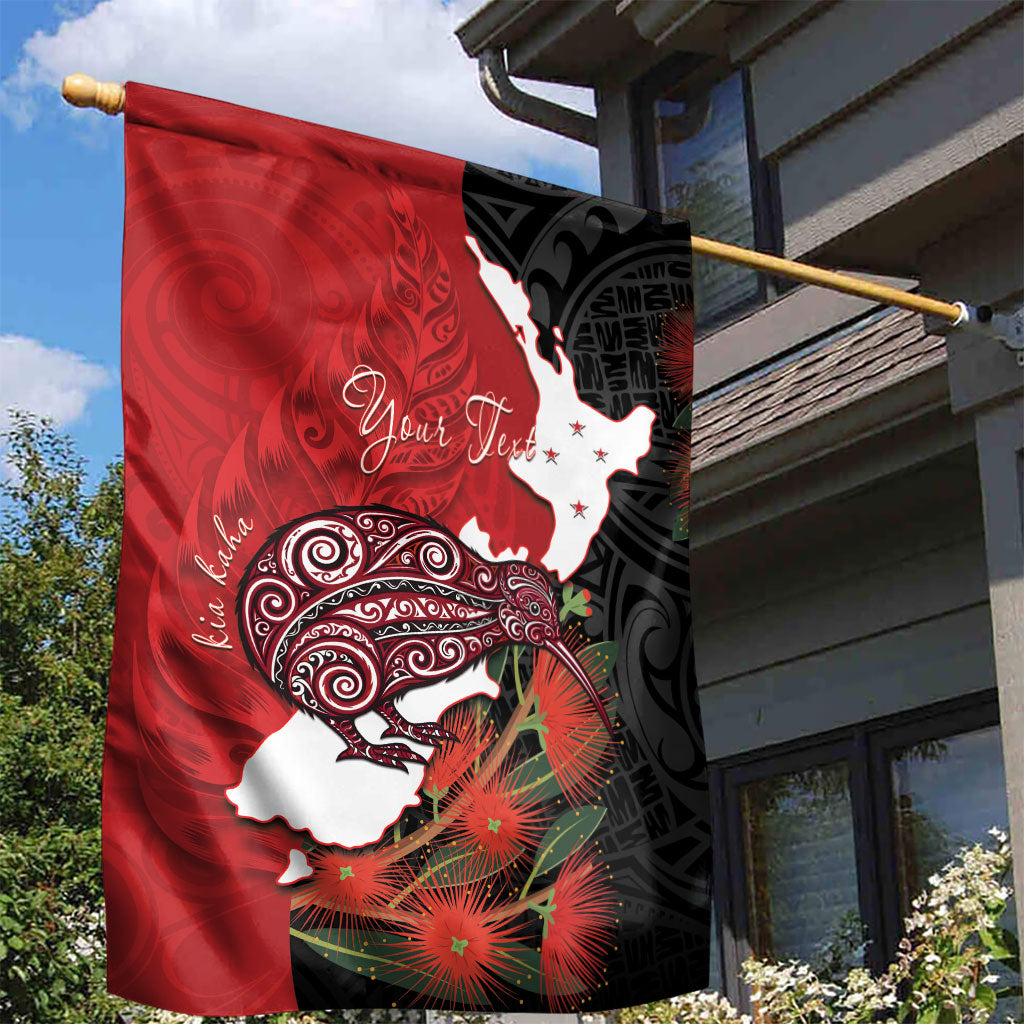 Kiwi New Zealand Personalised Garden Flag NZ Map Pohutukawa Fern Maori Pattern LT22 - Polynesian Pride