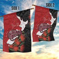 Kiwi New Zealand Personalised Garden Flag NZ Map Pohutukawa Fern Maori Pattern LT22 - Polynesian Pride