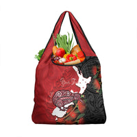 Kiwi New Zealand Personalised Grocery Bag NZ Map Pohutukawa Fern Maori Pattern LT22 1-pack One Size Red - Polynesian Pride