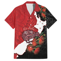 Kiwi New Zealand Personalised Hawaiian Shirt NZ Map Pohutukawa Fern Maori Pattern
