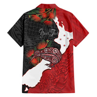 Kiwi New Zealand Personalised Hawaiian Shirt NZ Map Pohutukawa Fern Maori Pattern