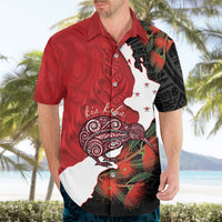 Kiwi New Zealand Personalised Hawaiian Shirt NZ Map Pohutukawa Fern Maori Pattern