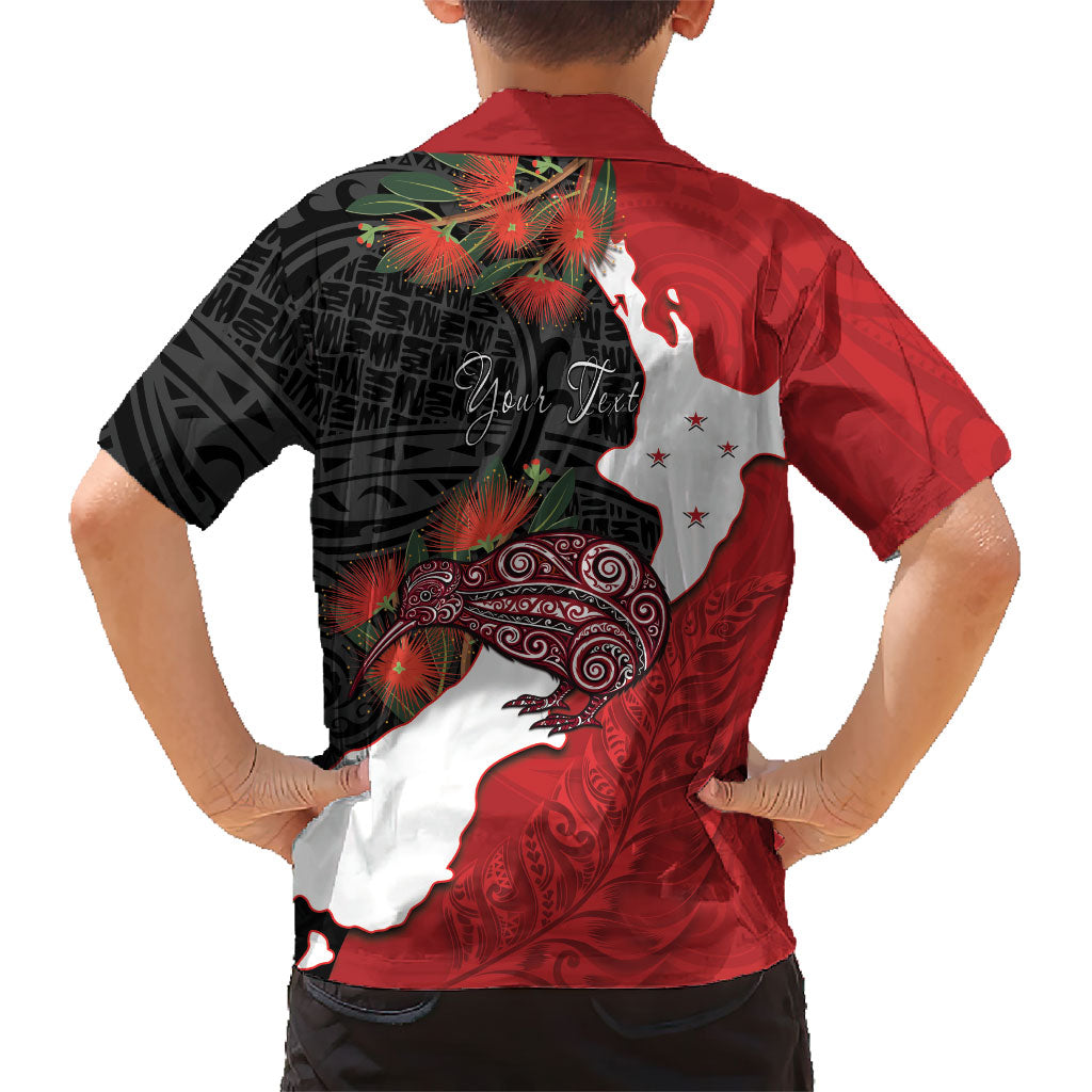 Kiwi New Zealand Personalised Hawaiian Shirt NZ Map Pohutukawa Fern Maori Pattern
