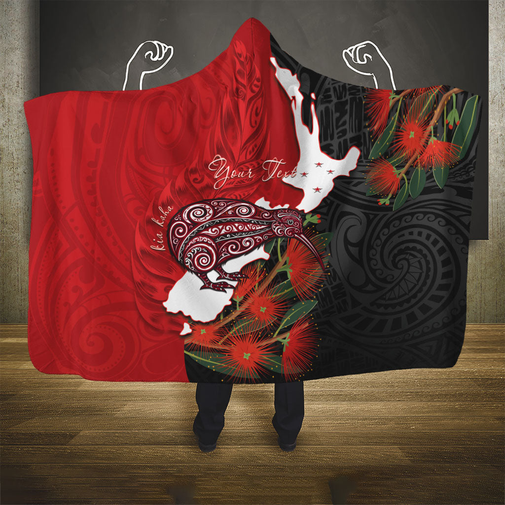 Kiwi New Zealand Personalised Hooded Blanket NZ Map Pohutukawa Fern Maori Pattern LT22 - Polynesian Pride