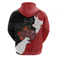 Kiwi New Zealand Personalised Hoodie NZ Map Pohutukawa Fern Maori Pattern LT22 - Polynesian Pride
