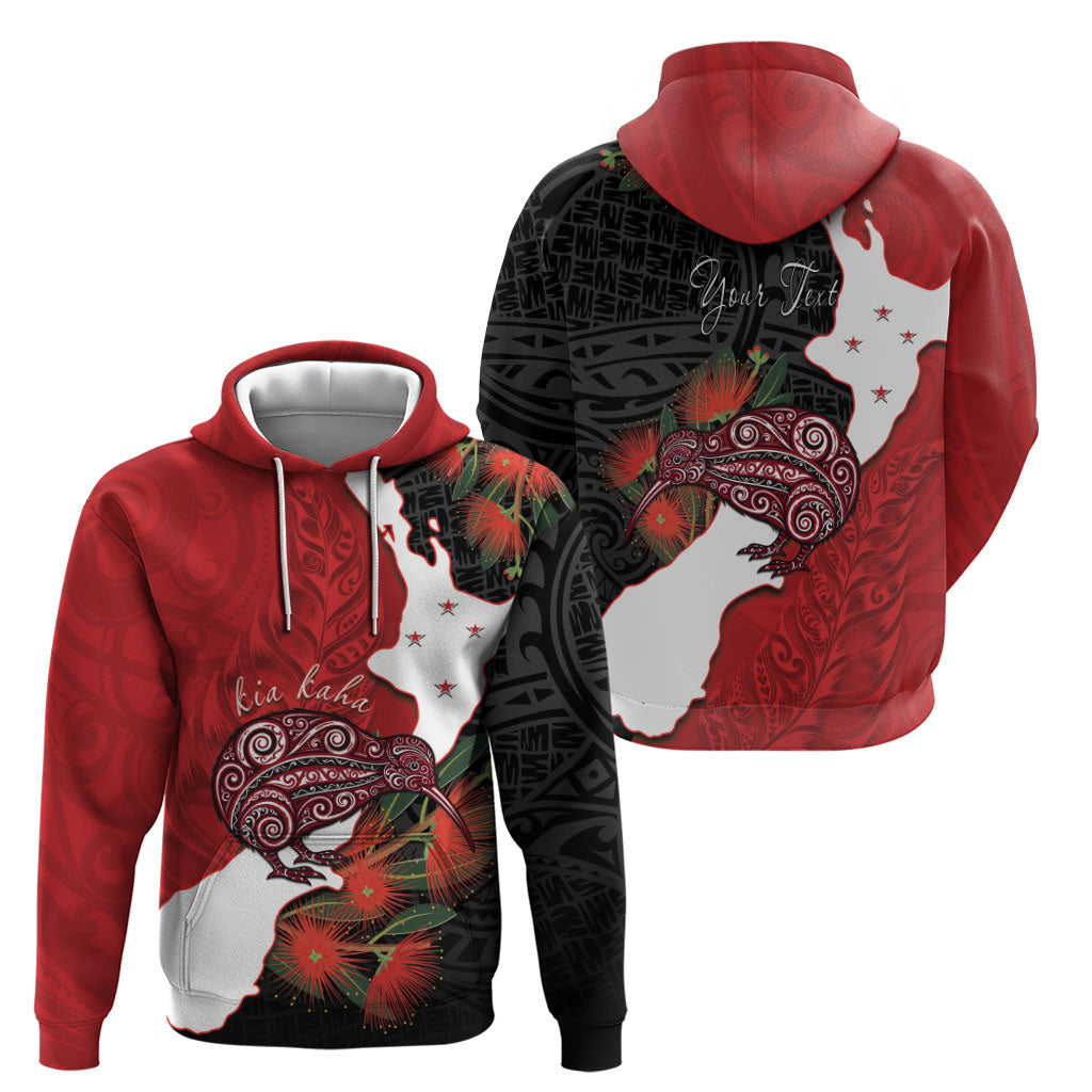 Kiwi New Zealand Personalised Hoodie NZ Map Pohutukawa Fern Maori Pattern LT22 - Polynesian Pride
