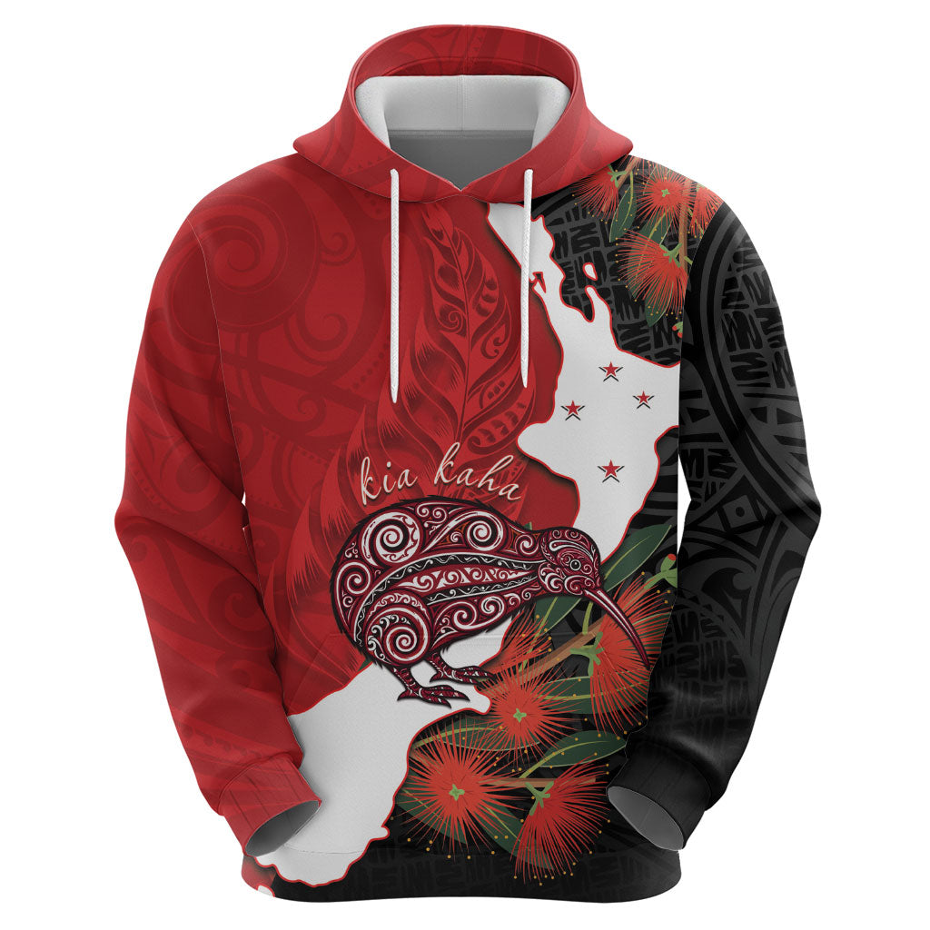 Kiwi New Zealand Personalised Hoodie NZ Map Pohutukawa Fern Maori Pattern LT22 - Polynesian Pride