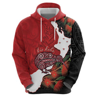 Kiwi New Zealand Personalised Hoodie NZ Map Pohutukawa Fern Maori Pattern LT22 - Polynesian Pride