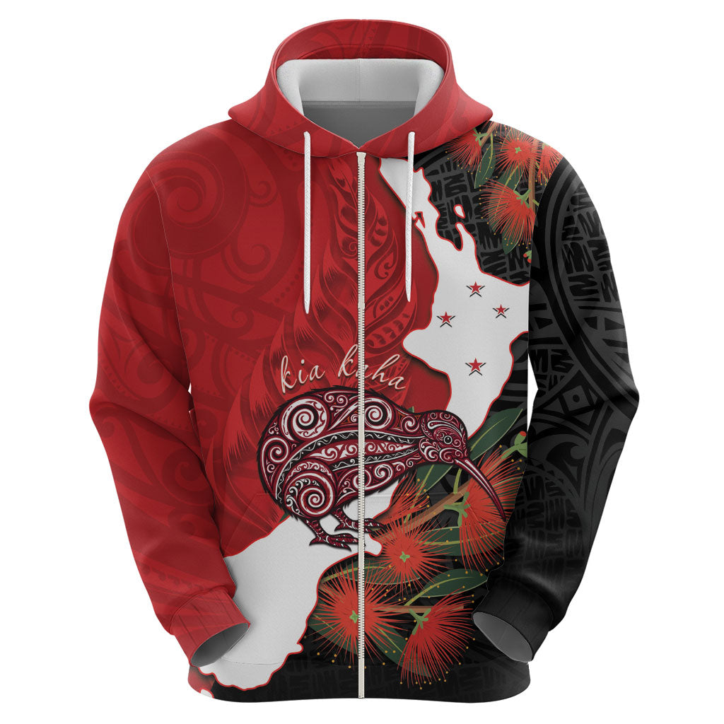 Kiwi New Zealand Personalised Hoodie NZ Map Pohutukawa Fern Maori Pattern LT22 - Polynesian Pride