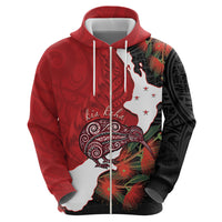 Kiwi New Zealand Personalised Hoodie NZ Map Pohutukawa Fern Maori Pattern LT22 - Polynesian Pride