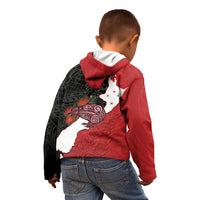 Kiwi New Zealand Personalised Kid Hoodie NZ Map Pohutukawa Fern Maori Pattern LT22 - Polynesian Pride