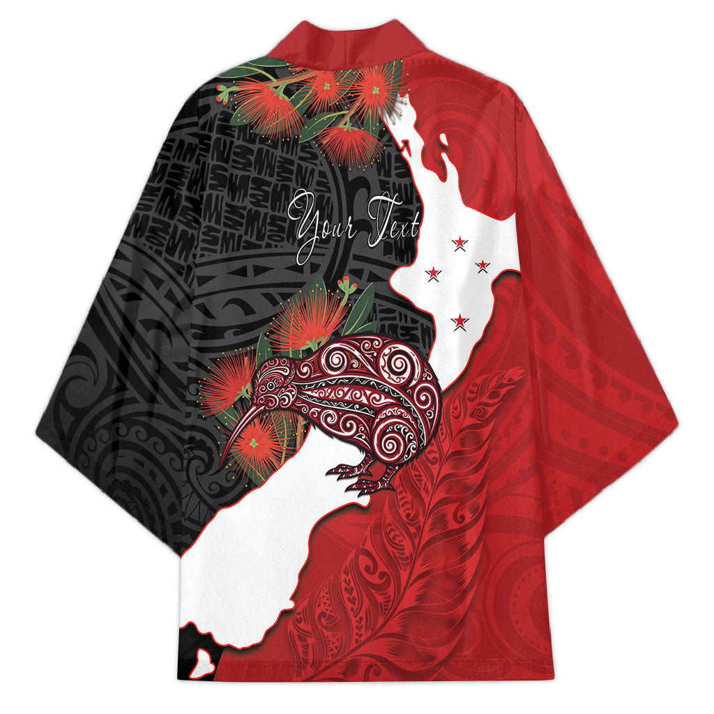 Kiwi New Zealand Personalised Kimono NZ Map Pohutukawa Fern Maori Pattern LT22 - Polynesian Pride