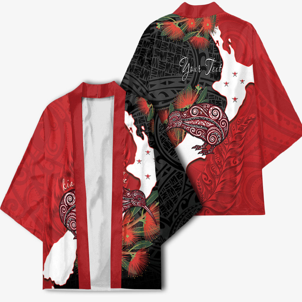 Kiwi New Zealand Personalised Kimono NZ Map Pohutukawa Fern Maori Pattern LT22 - Polynesian Pride