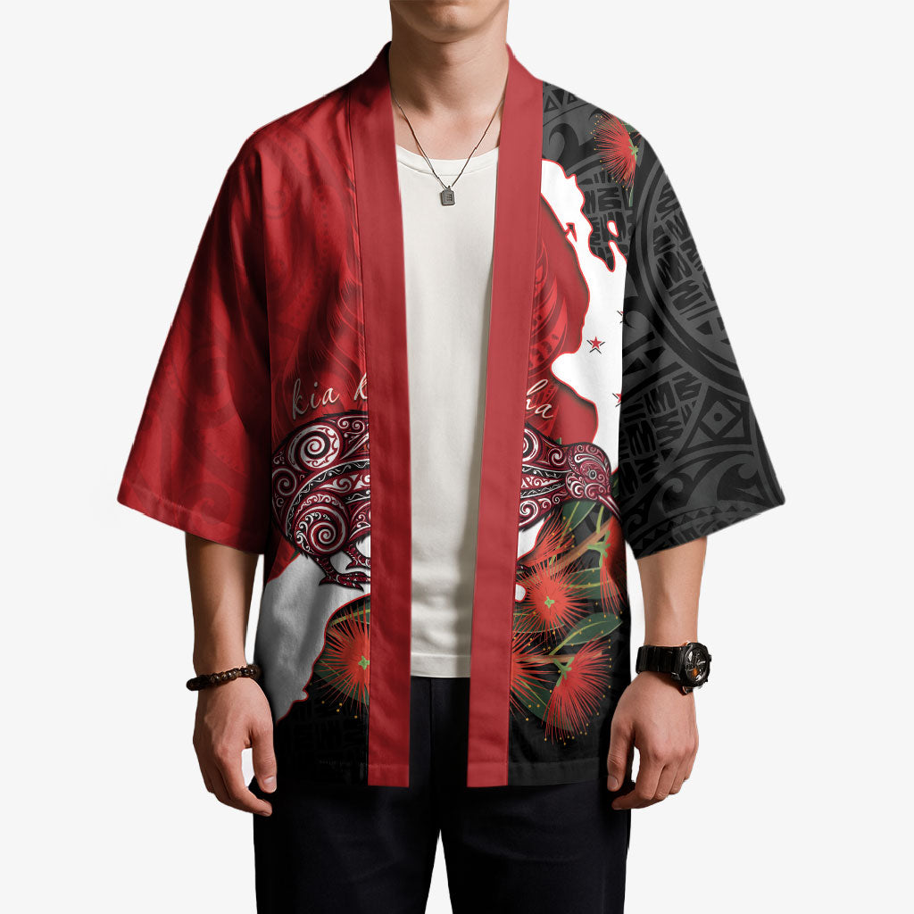 Kiwi New Zealand Personalised Kimono NZ Map Pohutukawa Fern Maori Pattern LT22 - Polynesian Pride
