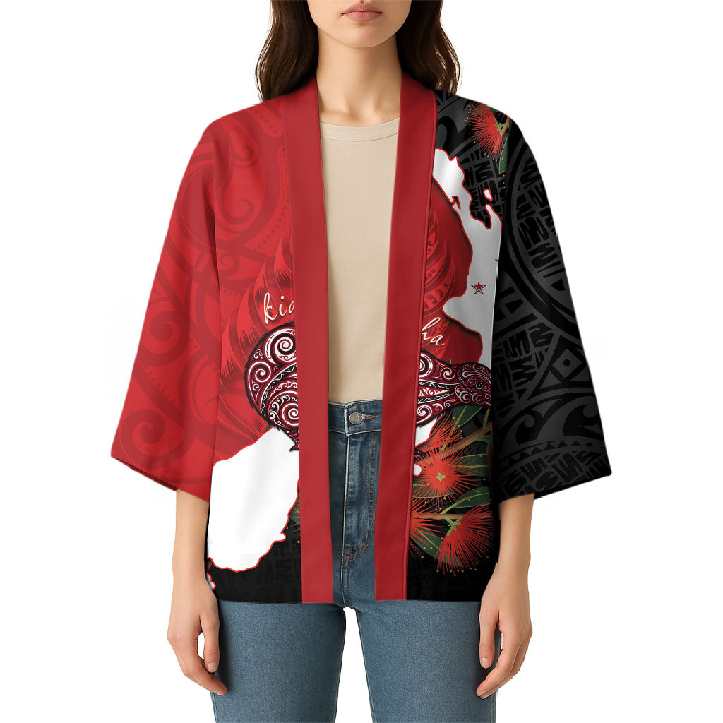 Kiwi New Zealand Personalised Kimono NZ Map Pohutukawa Fern Maori Pattern LT22 - Polynesian Pride