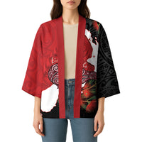 Kiwi New Zealand Personalised Kimono NZ Map Pohutukawa Fern Maori Pattern LT22 - Polynesian Pride