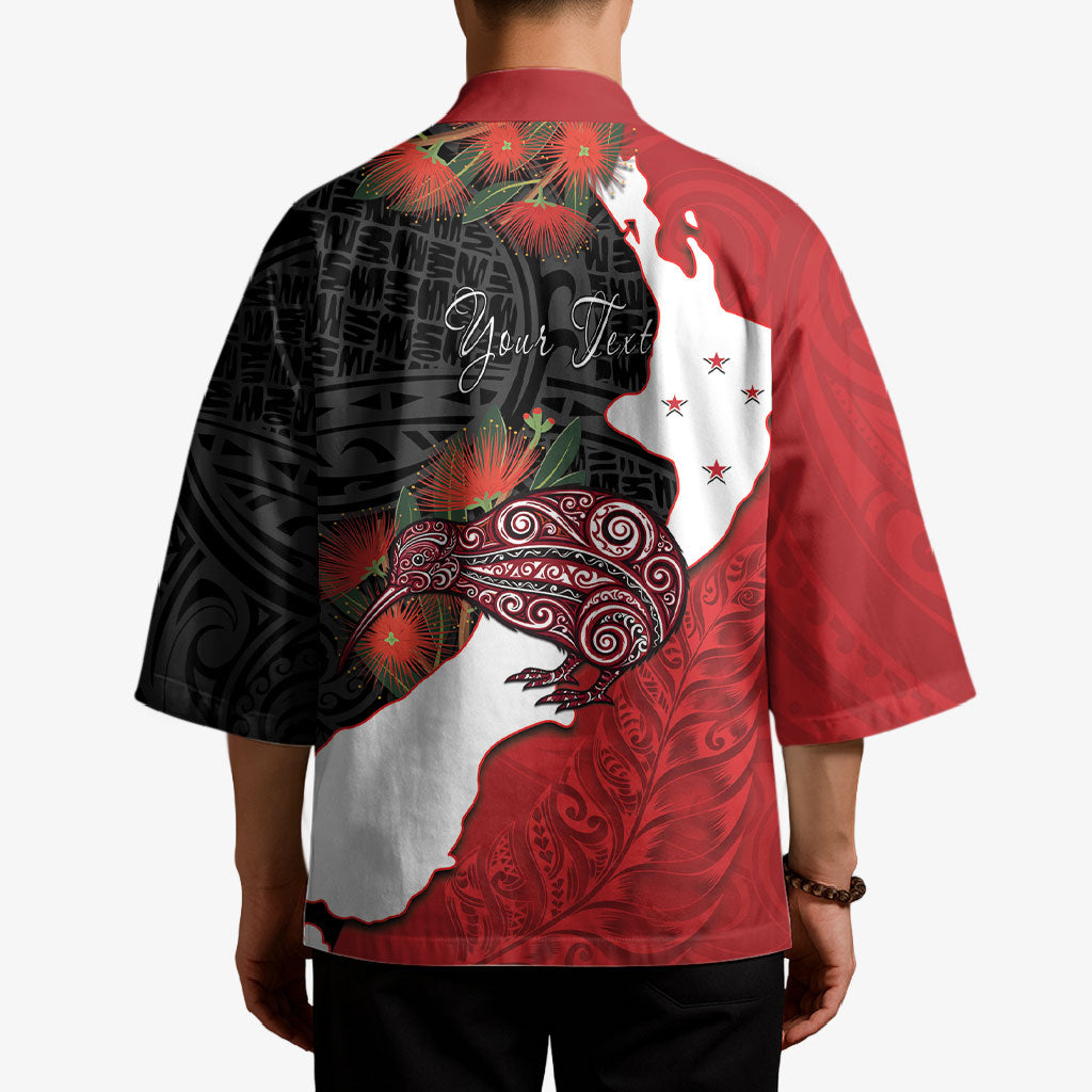 Kiwi New Zealand Personalised Kimono NZ Map Pohutukawa Fern Maori Pattern LT22 - Polynesian Pride