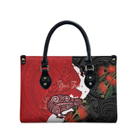 Kiwi New Zealand Personalised Leather Bag NZ Map Pohutukawa Fern Maori Pattern LT22 - Polynesian Pride