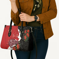 Kiwi New Zealand Personalised Leather Bag NZ Map Pohutukawa Fern Maori Pattern LT22 - Polynesian Pride